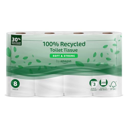 by Amazon Carta Igienica, 3 Veli 100 % Riciclata, Morbida e Resistente, 48 Rotoli (6 Confezioni da 8), 200 Fogli per Rotolo, Certificata FSC - Funzionalità e accessori