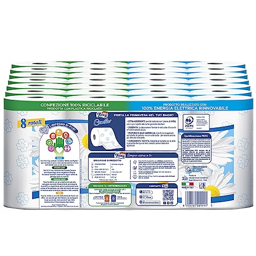 Foxy Camilla | Carta igienica 3 veli profumata alla camomilla | 56 rotoli | 160 strappi per rotolo | Carta 100% certificata PEFC | Confezione 100% riciclabile - Prova pratica
