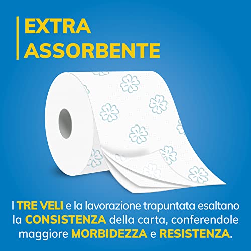 Foxy Camilla | Carta igienica 3 veli profumata alla camomilla | 56 rotoli | 160 strappi per rotolo | Carta 100% certificata PEFC | Confezione 100% riciclabile - Funzionalità e accessori