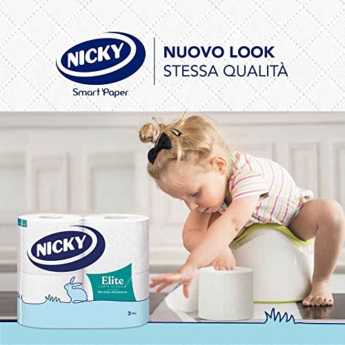 Nicky Elite Carta Igienica a 3 veli, 12 rotoli - Funzionalità e accessori