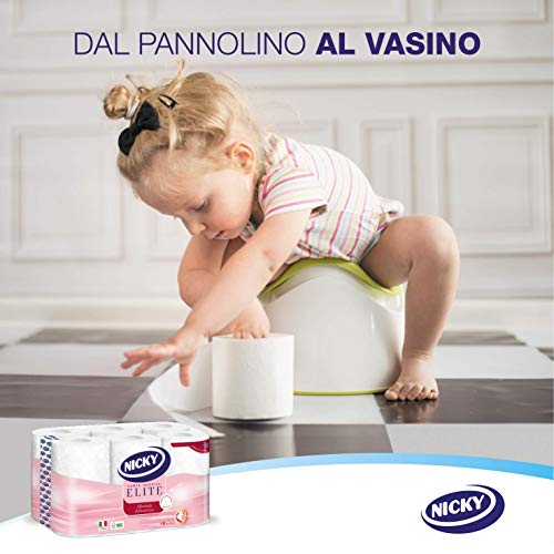 Nicky Elite Carta Igienica a 3 veli | Confezione da 4 Maxi Rotoli | 160 strappi per rotolo | Morbida e Resistente a contatto con la pelle| Dermatologicamente testata | Carta 100% certificata FSC® - Funzionalità e accessori