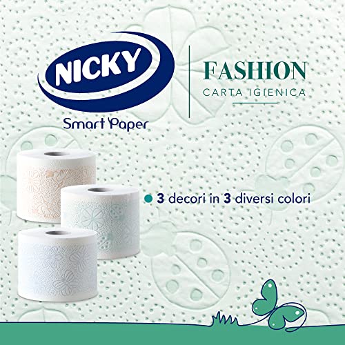 Nicky Fashion Carta Igienica - Confezione da 36 Maxi Rotoli a 4 Veli, 165 Strappi per Rotolo, Decorata, Resistente e Morbida sulla Pelle, Delicatamente Profumata al Talco, Prodotta in Italia - Dettaglio recensione 4