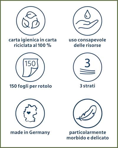 œcolife Carta igienica RECYCLING, 3 strati, 56 x 150 fogli per rotolo, super morbida, sostenibile, riutilizzabile, confezione 60% PCR (56 rotoli) - Dettaglio recensione 4