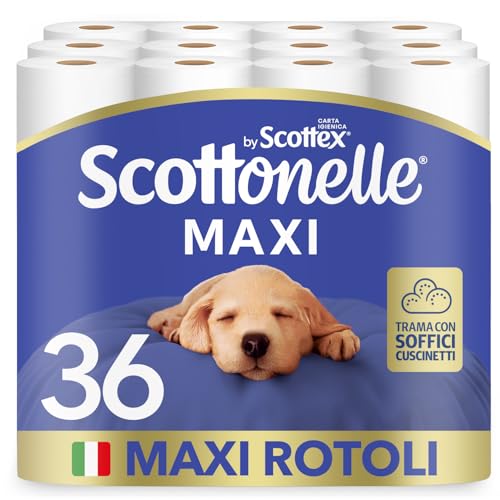 Scottonelle Carta Igienica, Morbida e Resistente, Dermatologicamente testata, 36 Rotoli Maxi - Design e materiali