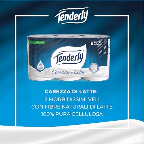 Tenderly Carezza di Latte, 6 Rotoli di Carta Igienica Morbidissima 2 Veli, 250* Strappi per Rotolo, Realizzata con Fibre 100% Naturali di Latte, Made in Italy - Prova pratica