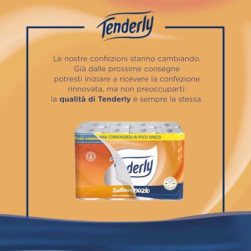 Tenderly Salvaspazio, 96 Rotoli di Carta Igienica, 2 Veli, 220* Strappi per Rotolo, con Estratti Naturali di Malva e Calendula, Made in Italy, Dermatologicamente Testato - Prova pratica