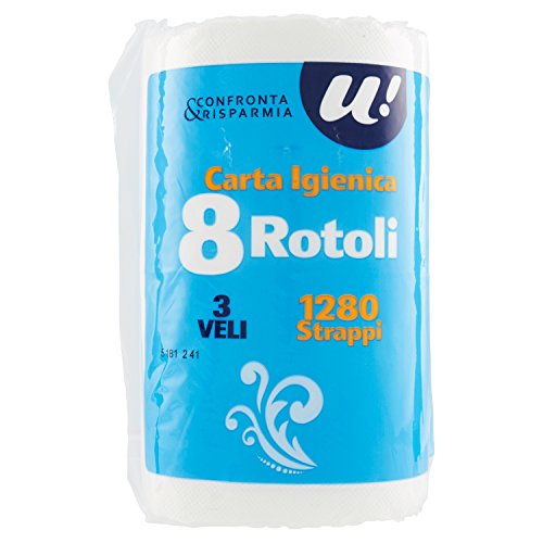 U! Confronta&Risparmia Carta Igienica, 3 Veli, Confezione da 8 Pezzi - Dettaglio recensione 4